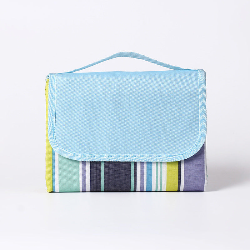 Blue Striped Foldable Waterproof & Moisture-Proof Picnic Blanket 150x100CM - 600D Three-Layer Composite V888-ELOSUNG42198