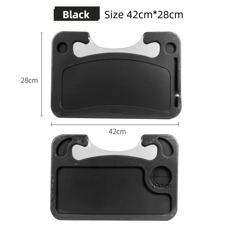Black Multi-Functional Car Steering Wheel Tray - Portable Auto Desk for Eating, Laptop, and Drink Holder V888-ELOSUNG42200