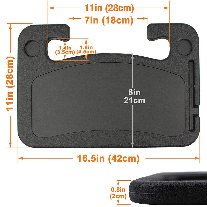 Grey Multi-Functional Car Steering Wheel Tray - Portable Auto Desk for Eating, Laptop, and Drink Holder V888-ELOSUNG42201