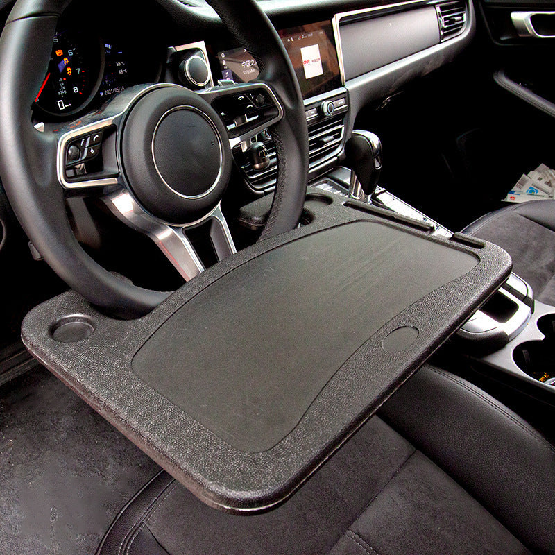 Grey Multi-Functional Car Steering Wheel Tray - Portable Auto Desk for Eating, Laptop, and Drink Holder V888-ELOSUNG42201