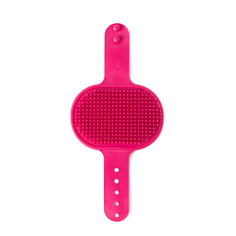 3-Pack Pink Multi-Functional Adjustable Silicone TPR Pet Grooming Massage Brush - for De-Shedding, and V888-ELOSUNG42204