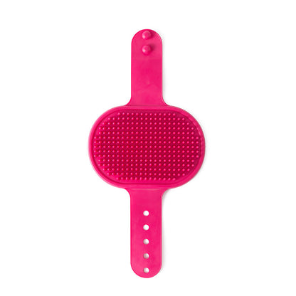 3-Pack Pink Multi-Functional Adjustable Silicone TPR Pet Grooming Massage Brush - for De-Shedding, and V888-ELOSUNG42204