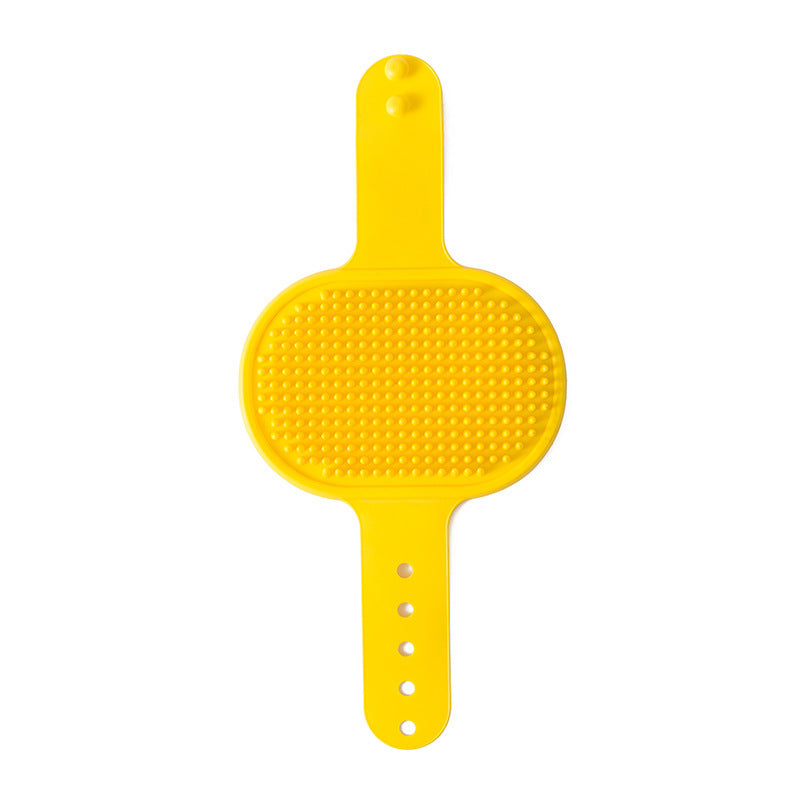 3-Pack Yellow Multi-Functional Adjustable Silicone TPR Pet Grooming Massage Brush - for De-Shedding, and V888-ELOSUNG42205