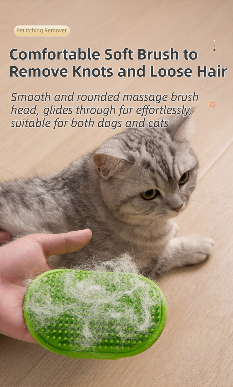 3-Pack Yellow Multi-Functional Adjustable Silicone TPR Pet Grooming Massage Brush - for De-Shedding, and V888-ELOSUNG42205