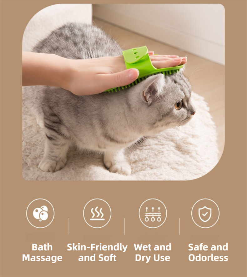 3-Pack Yellow Multi-Functional Adjustable Silicone TPR Pet Grooming Massage Brush - for De-Shedding, and V888-ELOSUNG42205