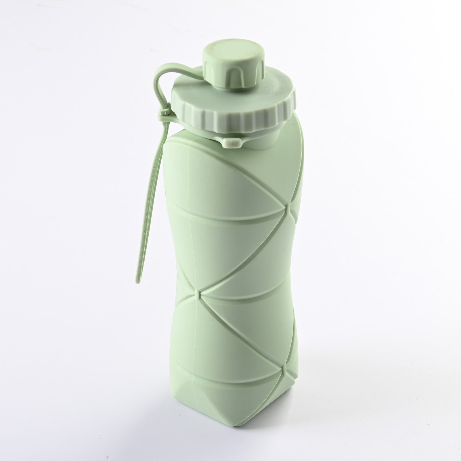 Green Portable Food Grade Silicone Collapsible Sports Water Bottle 600ML - Folding down 80% , Low High V888-ELOSUNG42207