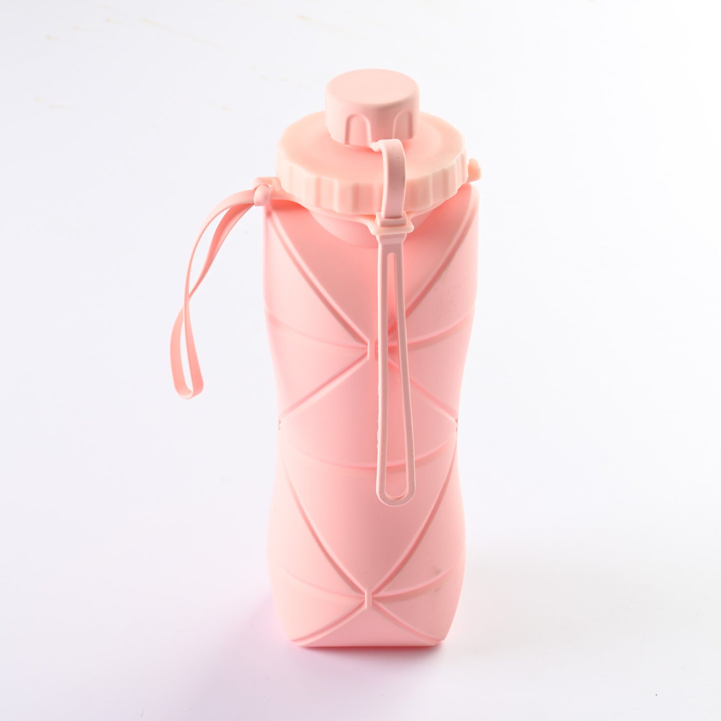Pink Portable Food Grade Silicone Collapsible Sports Water Bottle 600ML - Folding down 80% , Low High V888-ELOSUNG42208