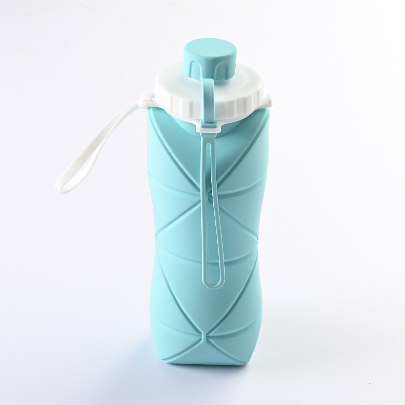 Blue Portable Food Grade Silicone Collapsible Sports Water Bottle 600ML - Folding down 80% , Low High V888-ELOSUNG42209