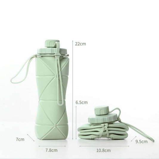 Blue Portable Food Grade Silicone Collapsible Sports Water Bottle 600ML - Folding down 80% , Low High V888-ELOSUNG42209