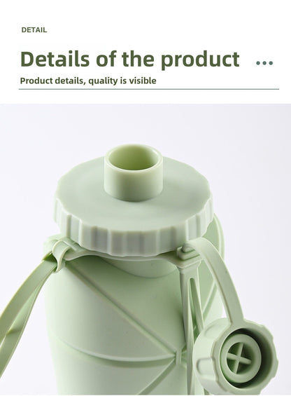 Blue Portable Food Grade Silicone Collapsible Sports Water Bottle 600ML - Folding down 80% , Low High V888-ELOSUNG42209