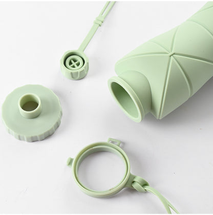 Grey Portable Food Grade Silicone Collapsible Sports Water Bottle 600ML - Folding down 80% , Low High V888-ELOSUNG42210