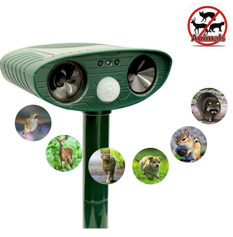 Model 703 Solar Powered Animal Repeller - Advanced Ultrasonic, Alarm & Flashing Light System V888-ELOSUNG42257