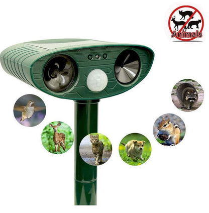 Model 703 Solar Powered Animal Repeller - Advanced Ultrasonic, Alarm & Flashing Light System V888-ELOSUNG42257