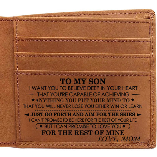 Style 2 Genuine Cowhide Leather Wallet - RFID Protection, VH2104 Mom to Son Gift with To My Son Embossed V888-ELOSUNG42272