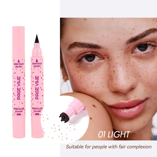 2-Pack #01 Light 2-in-1 Double-Headed Freckle Pen & Eyeliner - Natural & Long-Lasting, Easy Coloring for V888-ELOSUNG42274