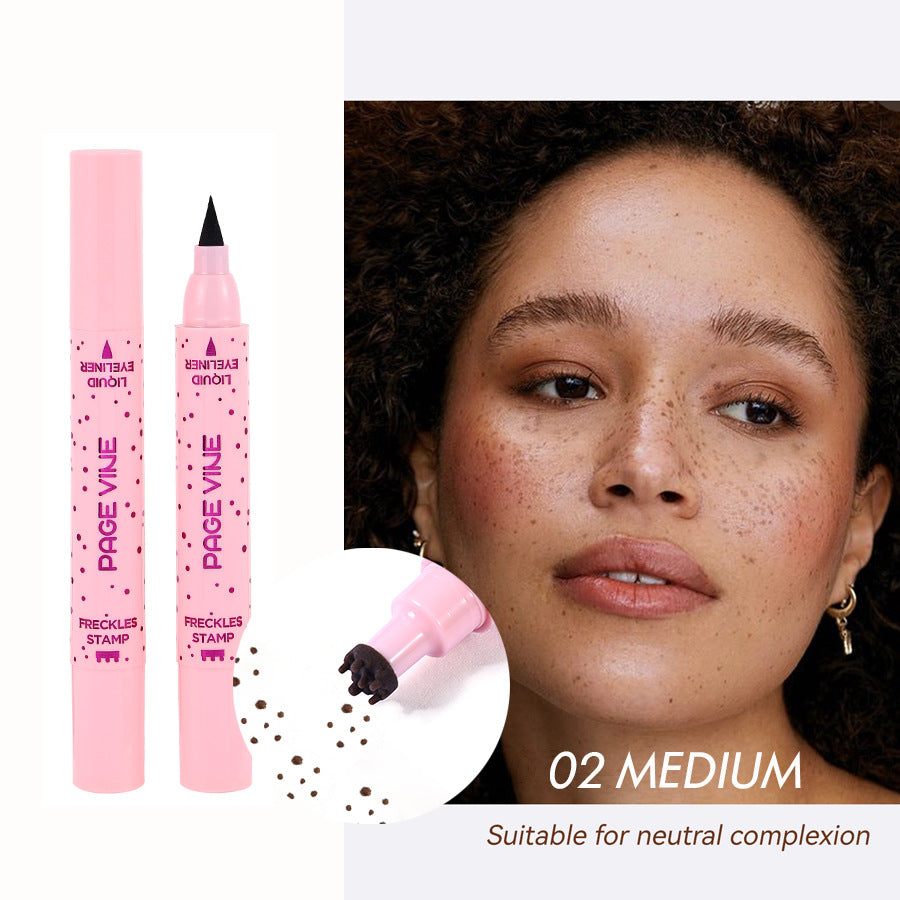 2-Pack #02 Medium 2-in-1 Double-Headed Freckle Pen & Eyeliner - Natural & Long-Lasting, Easy Coloring for V888-ELOSUNG42275