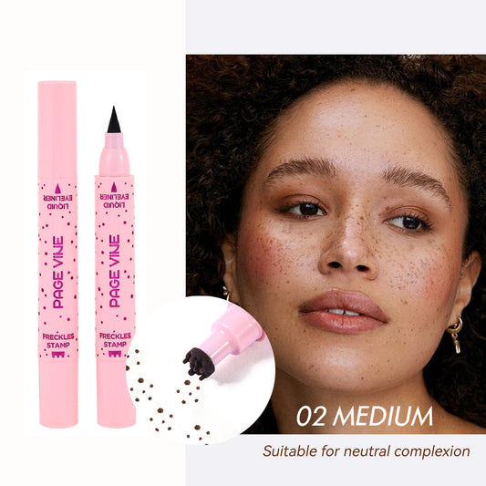 2-Pack #02 Medium 2-in-1 Double-Headed Freckle Pen & Eyeliner - Natural & Long-Lasting, Easy Coloring for V888-ELOSUNG42275