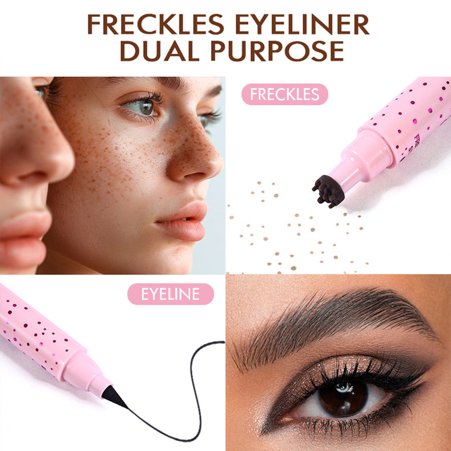 2-Pack #02 Medium 2-in-1 Double-Headed Freckle Pen & Eyeliner - Natural & Long-Lasting, Easy Coloring for V888-ELOSUNG42275