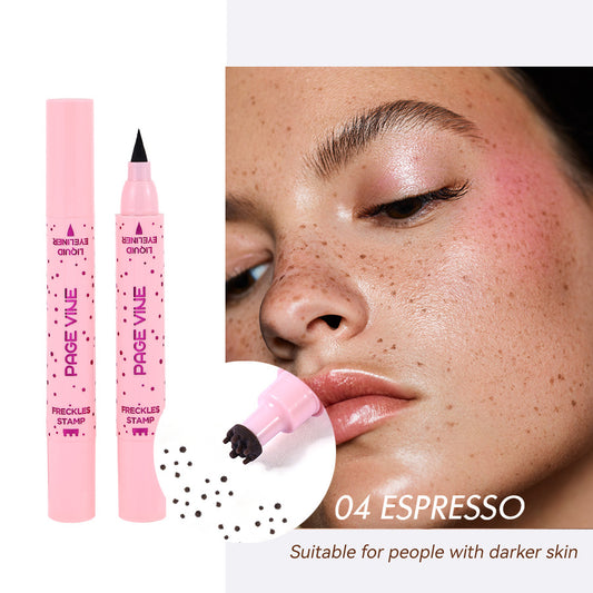 2-Pack #04 Espresso 2-in-1 Double-Headed Freckle Pen & Eyeliner - Natural & Long-Lasting, Easy Coloring for V888-ELOSUNG42277