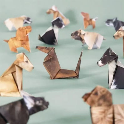 DIY Geometric Origami Kit for Kids Total 100 Sheets - Semi-Finished Cat and Dog Folding Craft V888-ELOSUNG422778