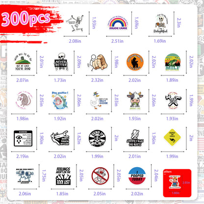 300 Pcs Prank Meme Graffiti Stickers Pack - Waterproof PVC Personalized Decals for Laptop, Luggage, Water V888-ELOSUNG42279