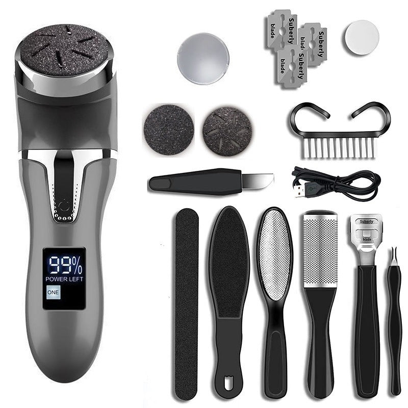 Black Portable Electronic Pedicure File Set - Waterproof Electric Foot Callus Remover with Dual-Speed and LCD V888-ELOSUNG42303
