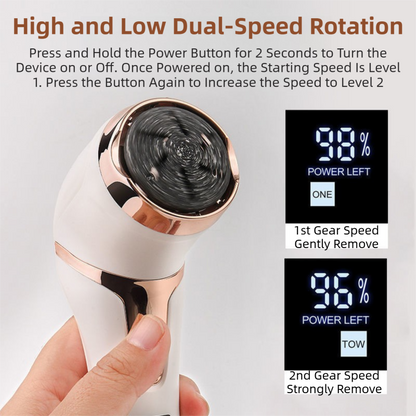 Black Portable Electronic Pedicure File Set - Waterproof Electric Foot Callus Remover with Dual-Speed and LCD V888-ELOSUNG42303