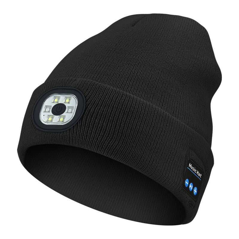 Black Removable LED Bluetooth Headphone Beanie - Washable Knit Hat with 3-Level LED Illumination & Stereo V888-ELOSUNG42305