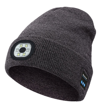 Dark Grey Removable LED Bluetooth Headphone Beanie - Washable Knit Hat with 3-Level LED Illumination & Stereo V888-ELOSUNG42306