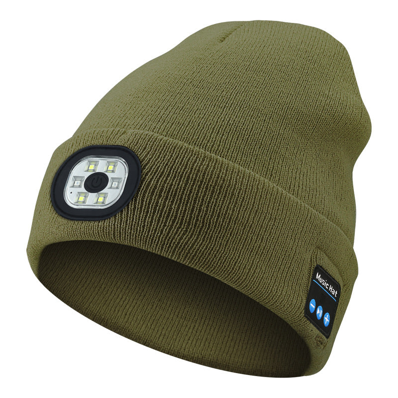 Green Removable LED Bluetooth Headphone Beanie - Washable Knit Hat with 3-Level LED Illumination & Stereo V888-ELOSUNG42310