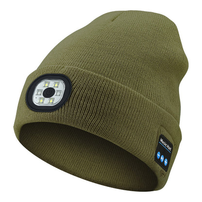 Green Removable LED Bluetooth Headphone Beanie - Washable Knit Hat with 3-Level LED Illumination & Stereo V888-ELOSUNG42310