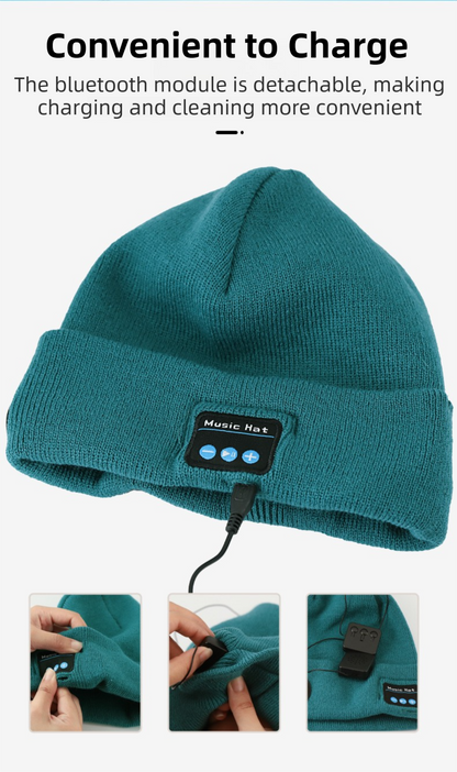 Green Removable LED Bluetooth Headphone Beanie - Washable Knit Hat with 3-Level LED Illumination & Stereo V888-ELOSUNG42310
