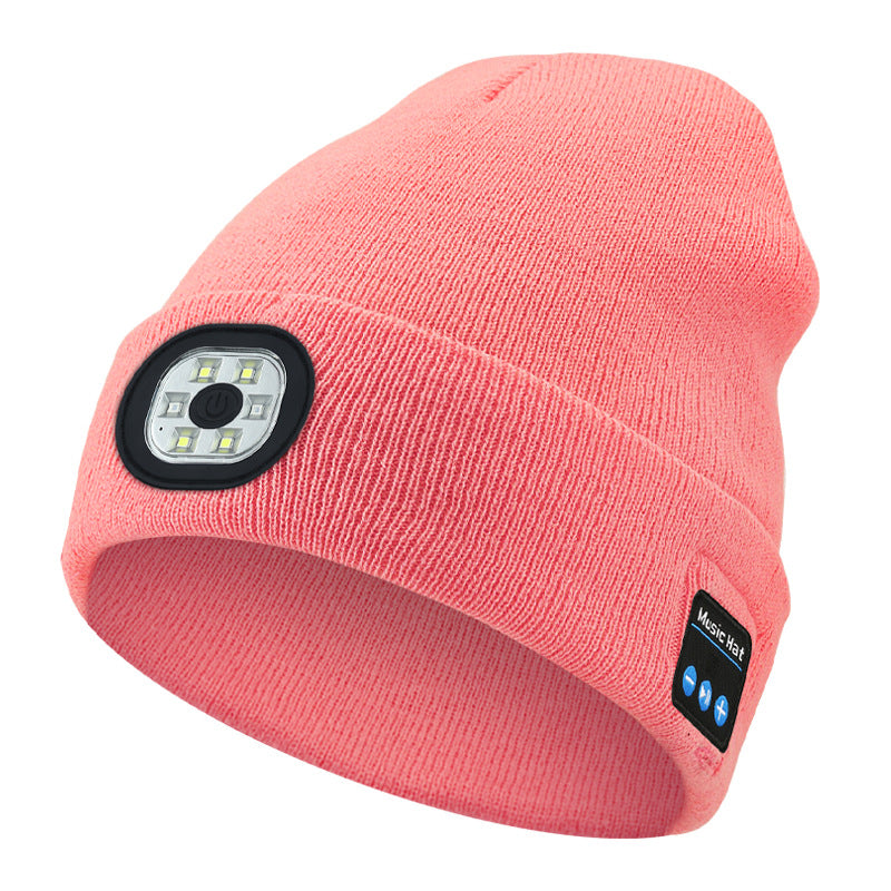 Pink Removable LED Bluetooth Headphone Beanie - Washable Knit Hat with 3-Level LED Illumination & Stereo V888-ELOSUNG42311