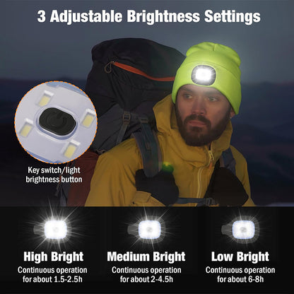 Orange Removable LED Bluetooth Headphone Beanie - Washable Knit Hat with 3-Level LED Illumination & Stereo V888-ELOSUNG42313