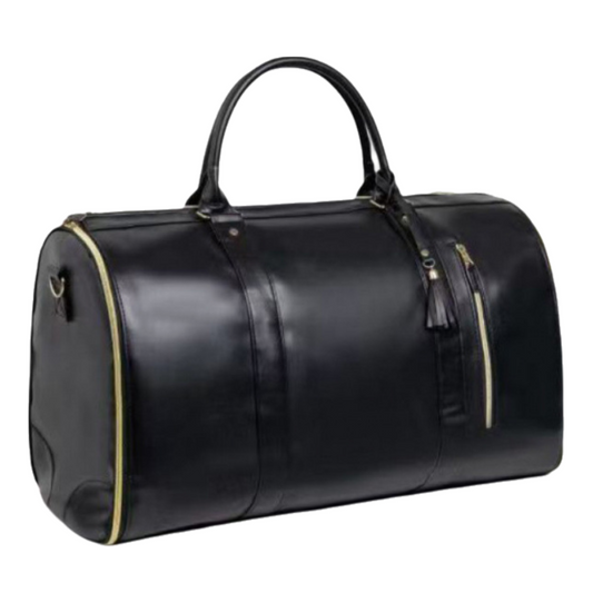 Black 56-75L Large Capacity Foldable Garment Duffel Bag with Shoe Pouch - PU Leather Convertible Suit V888-ELOSUNG42320