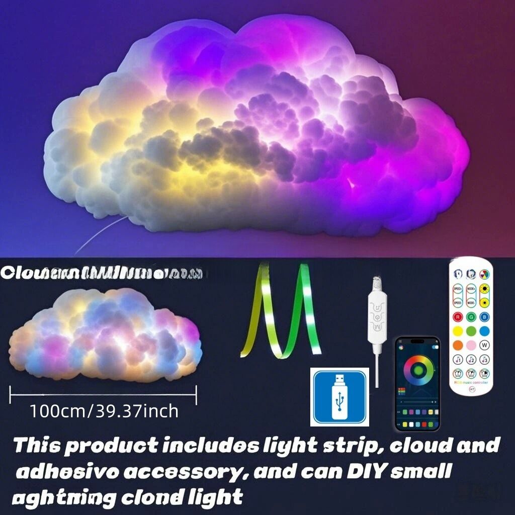 DIY Thunder Cloud Light Strip - USB Powered, App/Remote Controlled, Voice Control Supported, RGB LED V888-ELOSUNG42326