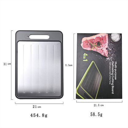 Grey Aluminum Fast Thawing Dual-Sided Cutting Board(31x21CM) - Multifunctional Kitchen Tool with Garlic V888-ELOSUNG42328