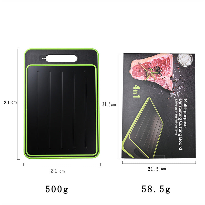Black-Green Aluminum Fast Thawing Dual-Sided Cutting Board(31x21CM) - Multifunctional Kitchen Tool with V888-ELOSUNG42329
