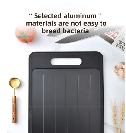 Black-Green Aluminum Fast Thawing Dual-Sided Cutting Board(31x21CM) - Multifunctional Kitchen Tool with V888-ELOSUNG42329