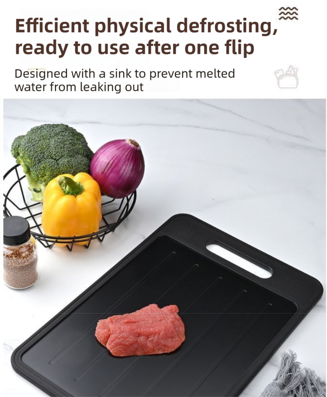 Black-Green Aluminum Fast Thawing Dual-Sided Cutting Board(31x21CM) - Multifunctional Kitchen Tool with V888-ELOSUNG42329