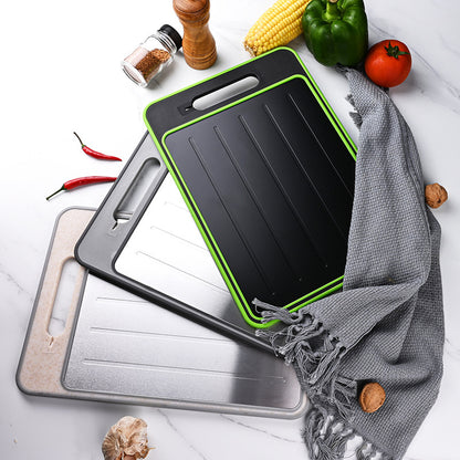 Black Aluminum Alloy Fast Thawing Dual-Sided Cutting Board(36.5x25CM) - Multifunctional Kitchen Tool with V888-ELOSUNG42330