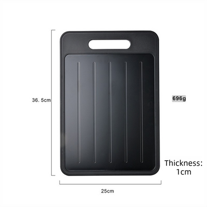 Black Aluminum Alloy Fast Thawing Dual-Sided Cutting Board(36.5x25CM) - Multifunctional Kitchen Tool with V888-ELOSUNG42330