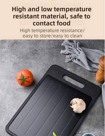 Black Aluminum Alloy Fast Thawing Dual-Sided Cutting Board(36.5x25CM) - Multifunctional Kitchen Tool with V888-ELOSUNG42330
