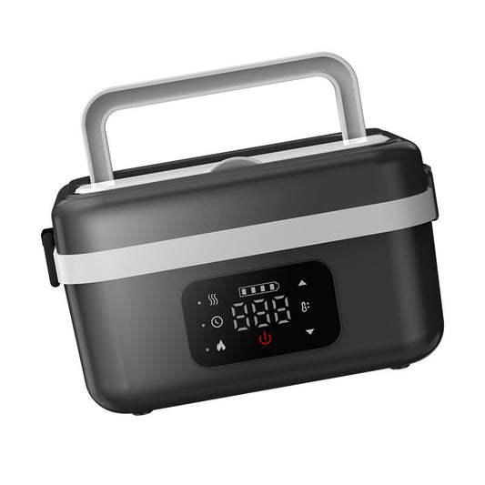 1L Black Cordless Waterless Heated Lunch Box - Portable 304 Stainless Steel Bento Box for Picnic Students V888-ELOSUNG42333