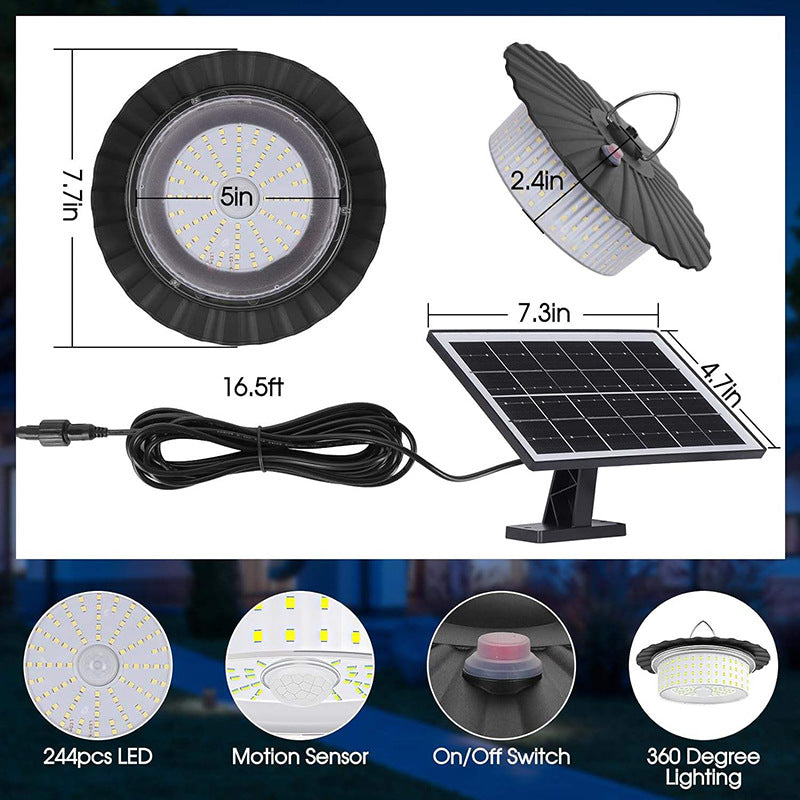 244 LED Solar Motion Sensor Pendant Light - IP65 Waterproof Barn/Patio Light with 4 Remote Modes and High V888-ELOSUNG42343