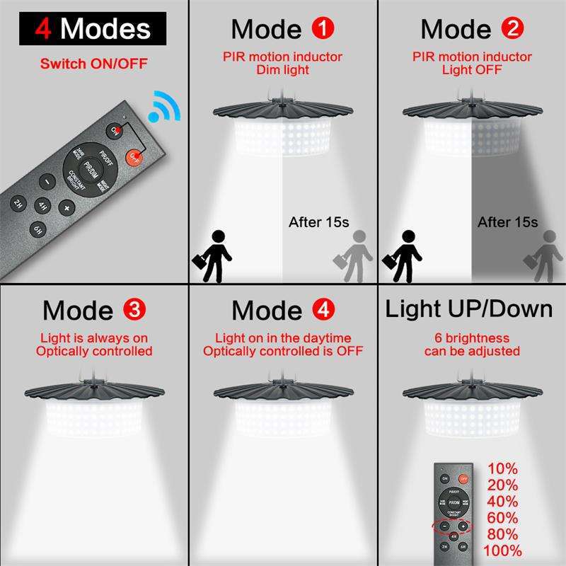244 LED Solar Motion Sensor Pendant Light - IP65 Waterproof Barn/Patio Light with 4 Remote Modes and High V888-ELOSUNG42343