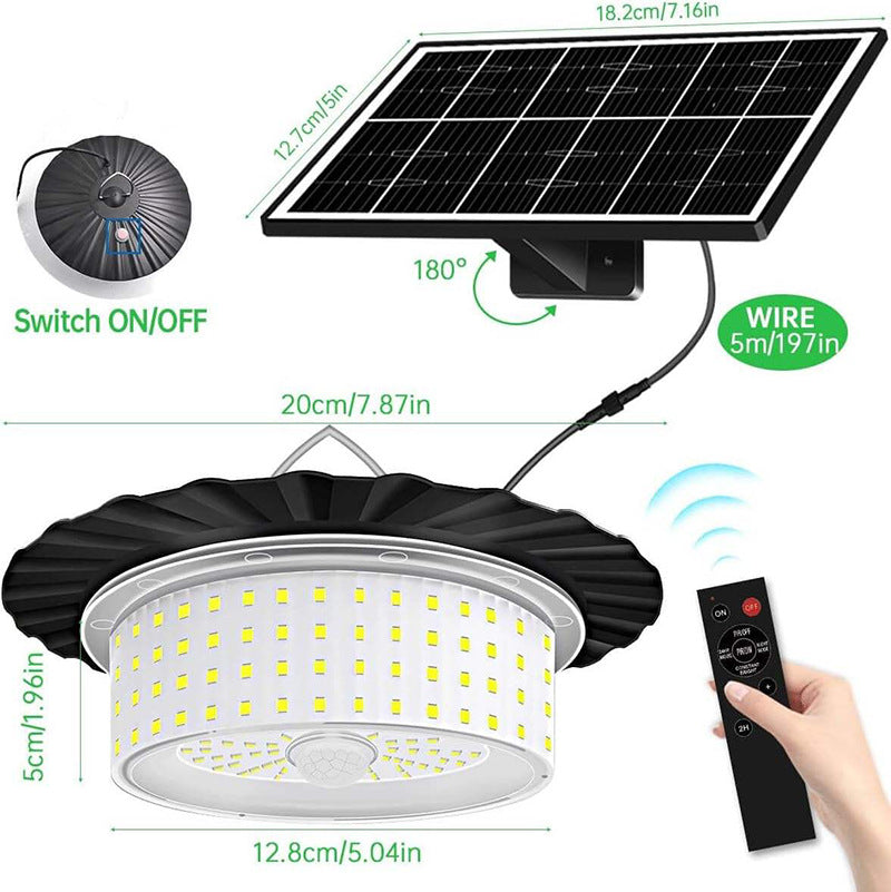 244 LED Solar Motion Sensor Pendant Light - IP65 Waterproof Barn/Patio Light with 4 Remote Modes and High V888-ELOSUNG42343