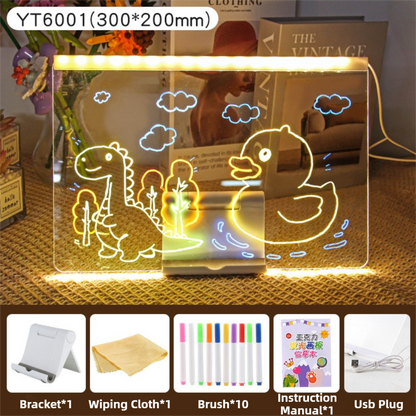 30x20CM LED Light-Up Tracing Doodle Board with 10 Brushes - Erasable Fluorescent Drawing Tablet for Kids, V888-ELOSUNG42344
