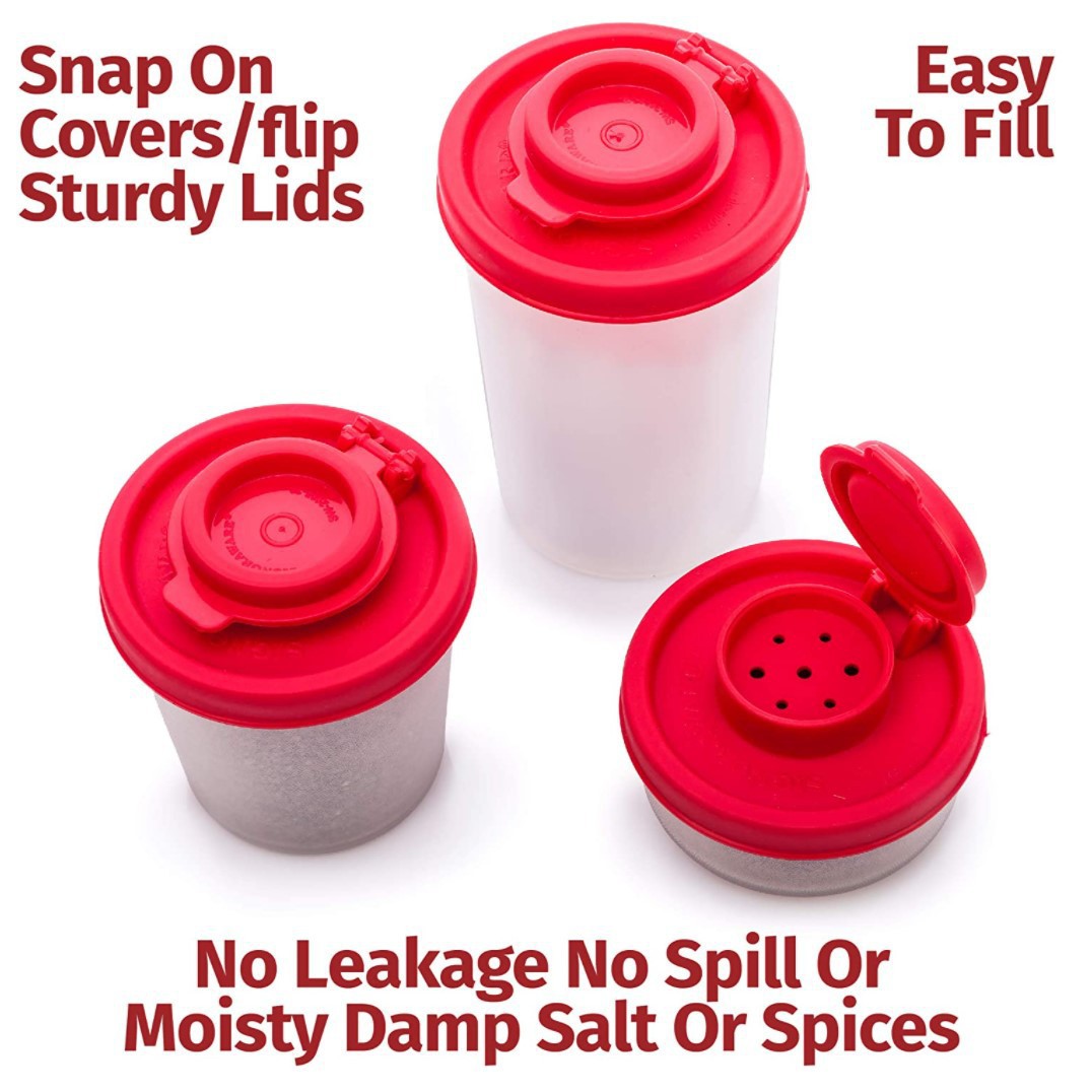 Mini Compact Spice Shaker Set(1 Small + 1 Medium + 1 Large) - Transparent Salt and Pepper Dispensers for V888-ELOSUNG42346