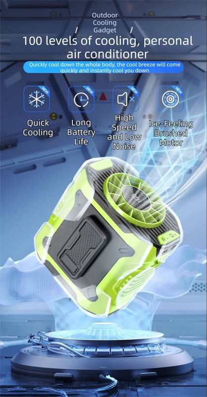 Orange Portable Waist Fan - Construction Site Cooling Solution with 360 degrees Turbo Ice Engine, 100 Speed V888-ELOSUNG42353